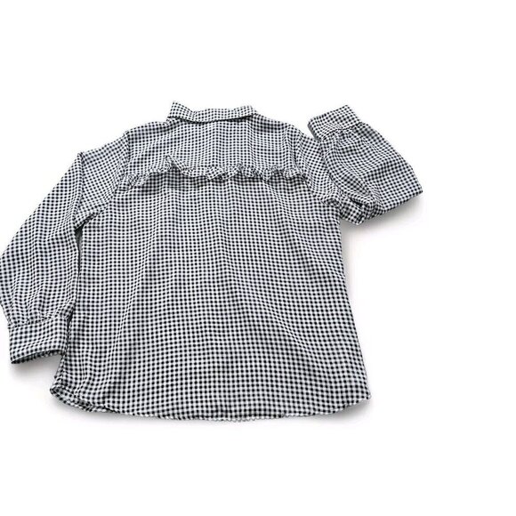 Torrid Top Womens 2X Black White Gingham Buttons LS Ruffles Boho Cottagecore - Picture 10 of 13
